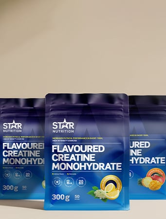 Star Nutrition Flavoured Creatine. Tre friske smaker: Apple, Tropical og Citrus Elderflower